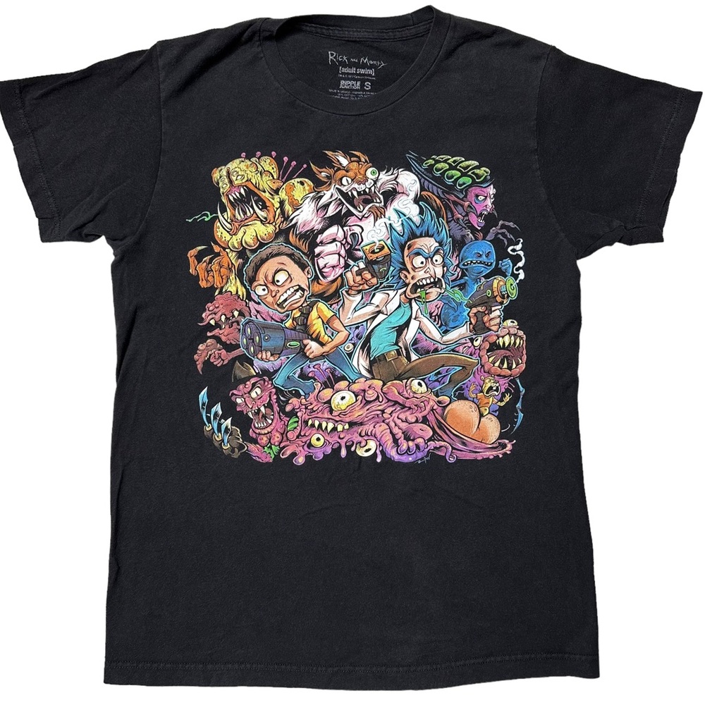 Rick and Morty Brian Allen Graphic Ripple Junction T-Shirt Black Unisex S